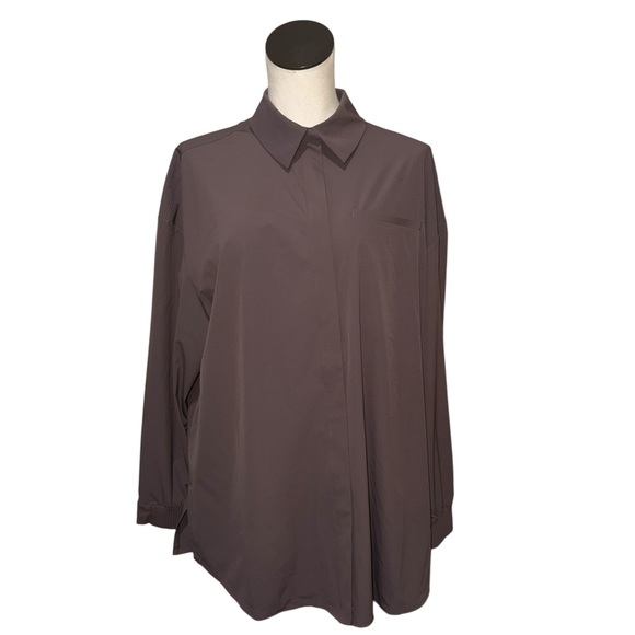 NWT NIKE $130 PerfectStretch Women's Dri-FIT Oversized Long-Sleeve Top Brown M - Picture 7 of 11